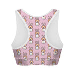Bunny Corgi Pattern Print Women's Sports Bra