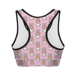 Bunny Corgi Pattern Print Women's Sports Bra