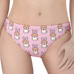 Bunny Corgi Pattern Print Women's Thong