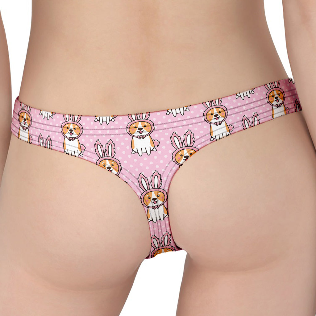 Bunny Corgi Pattern Print Women's Thong