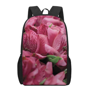 Burgundy Alstroemeria Print 17 Inch Backpack