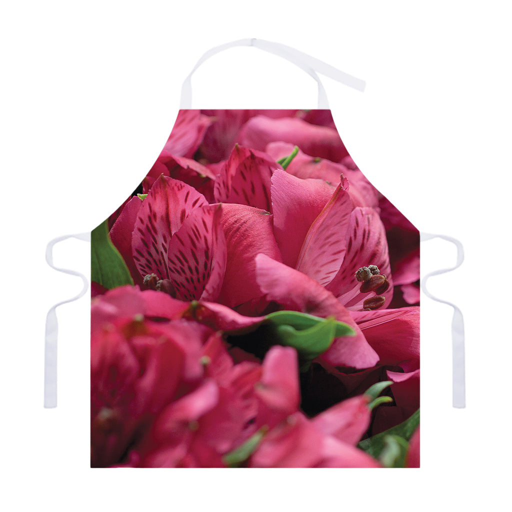 Burgundy Alstroemeria Print Adjustable Apron