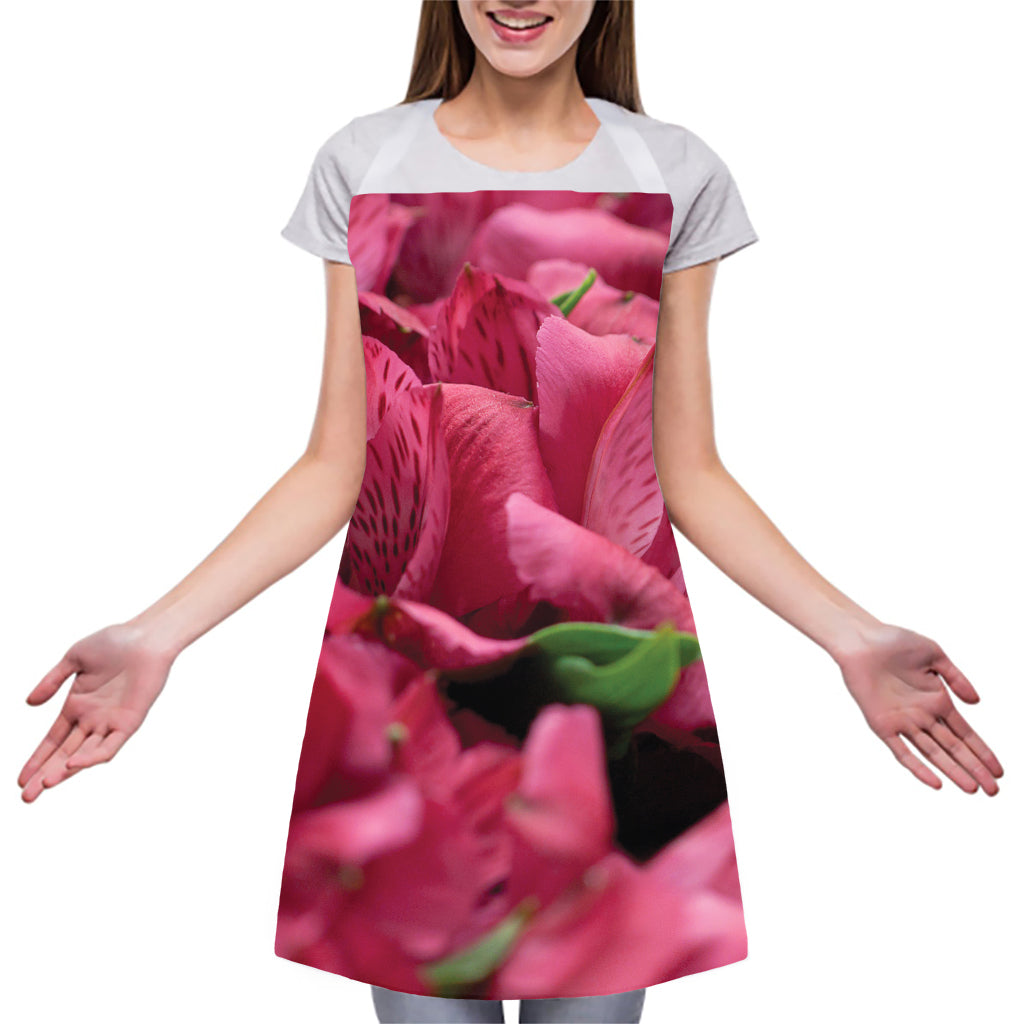 Burgundy Alstroemeria Print Adjustable Apron