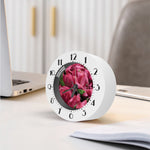 Burgundy Alstroemeria Print Alarm Clock