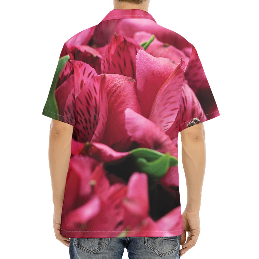 Burgundy Alstroemeria Print Aloha Shirt