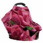 Burgundy Alstroemeria Print Baby Seat Cover