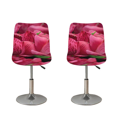Burgundy Alstroemeria Print Bar Stool Covers