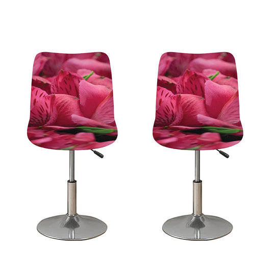 Burgundy Alstroemeria Print Bar Stool Covers