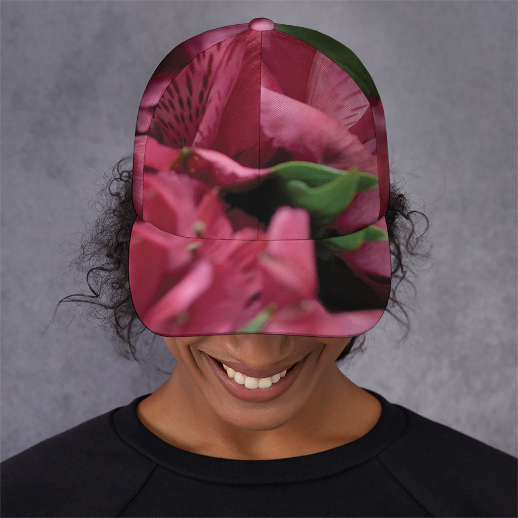 Burgundy Alstroemeria Print Baseball Cap