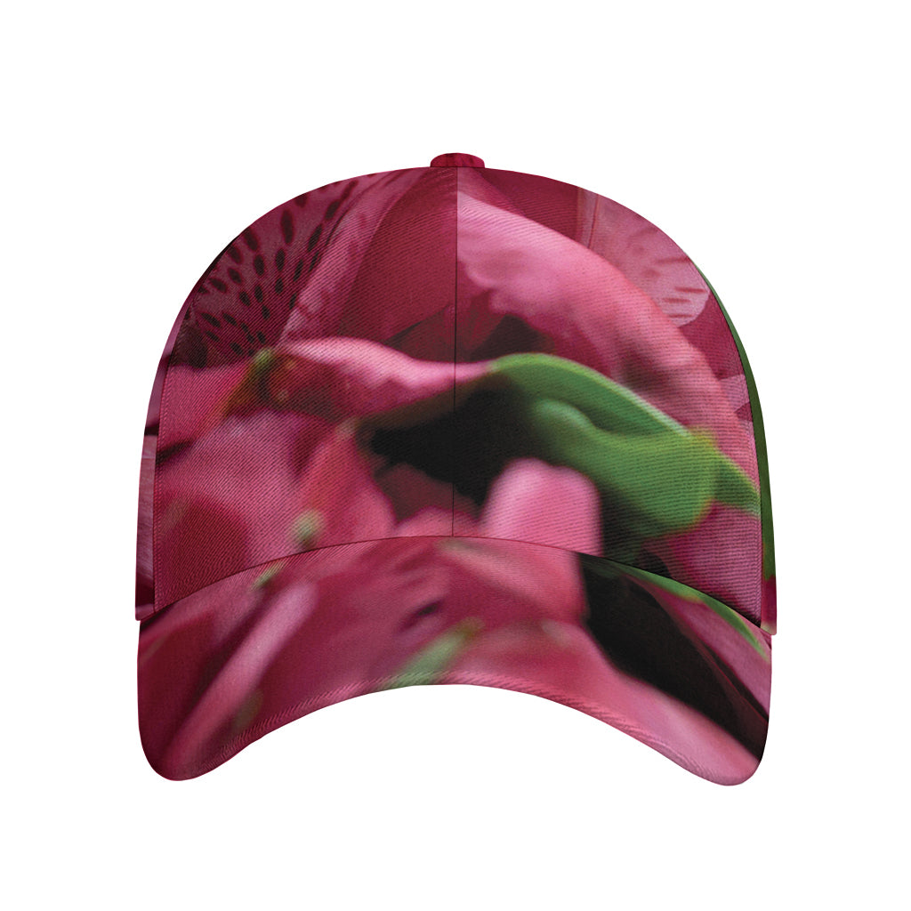 Burgundy Alstroemeria Print Baseball Cap