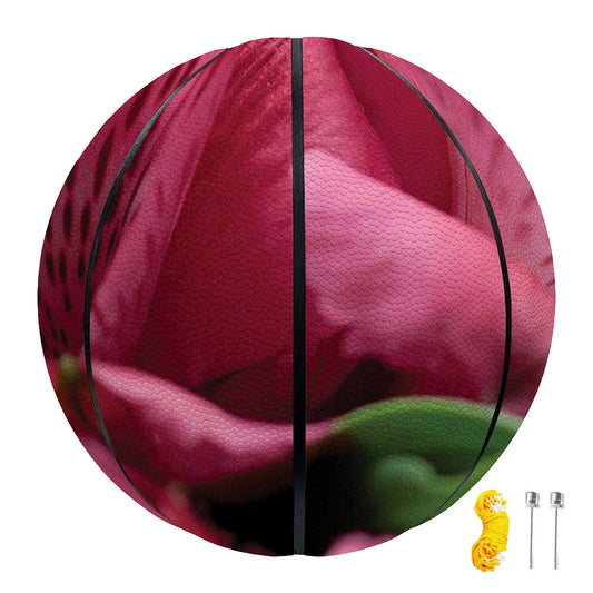 Burgundy Alstroemeria Print Basketball