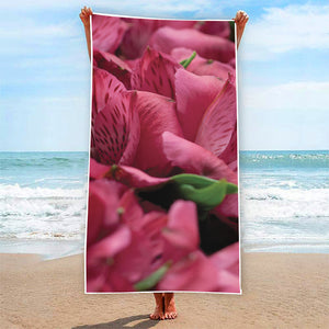 Burgundy Alstroemeria Print Beach Towel