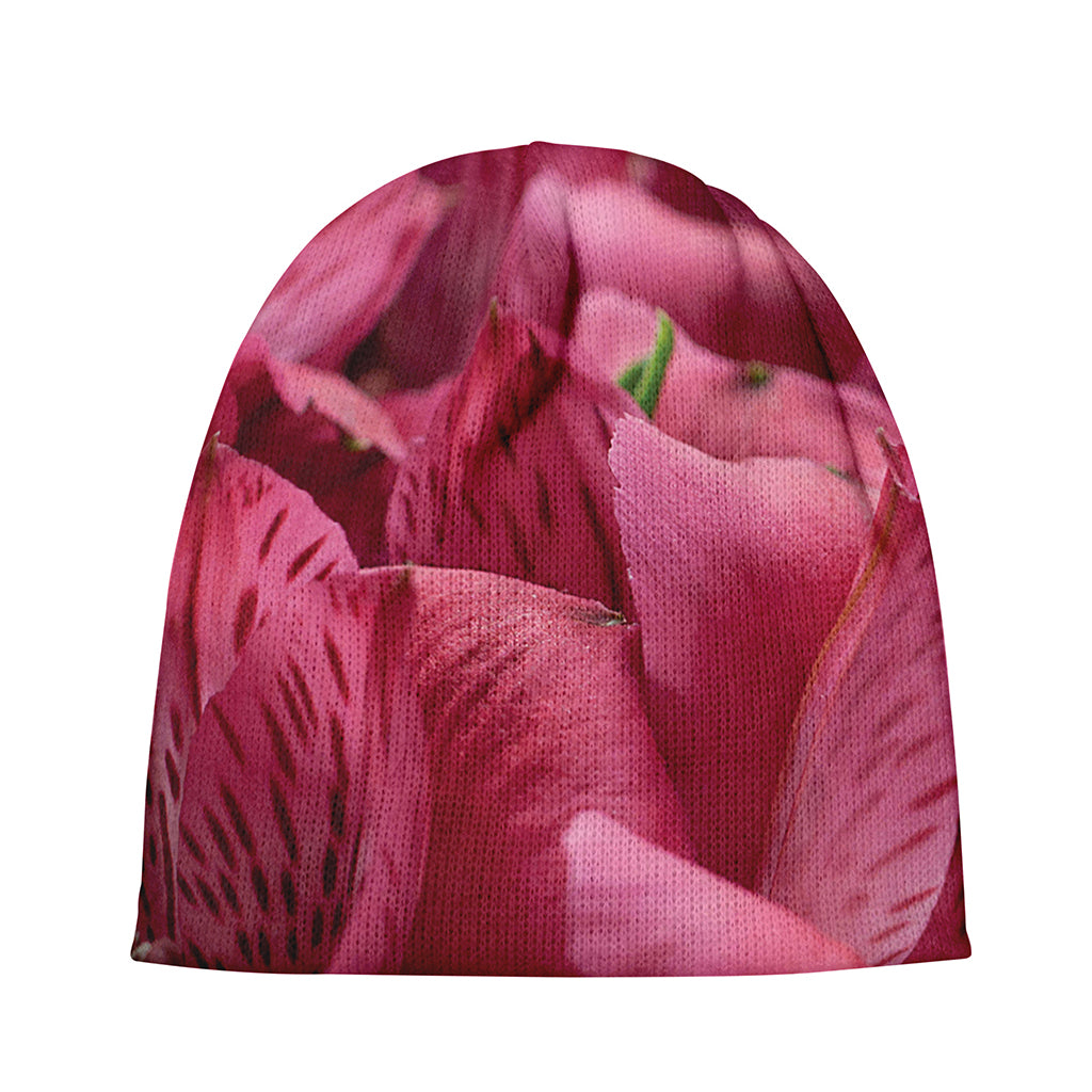 Burgundy Alstroemeria Print Beanie