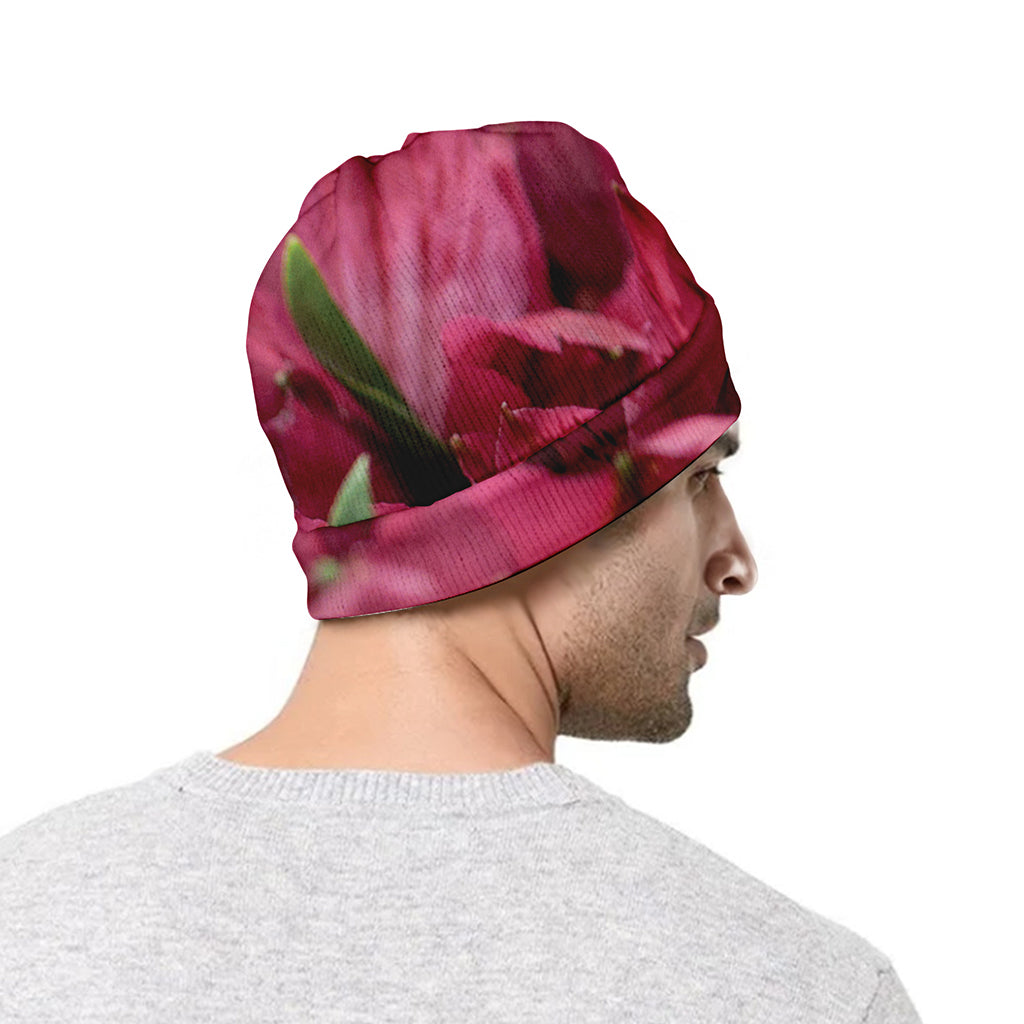 Burgundy Alstroemeria Print Beanie