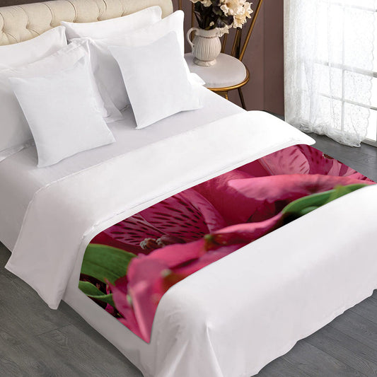 Burgundy Alstroemeria Print Bed Runner