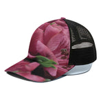 Burgundy Alstroemeria Print Black Mesh Trucker Cap