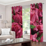 Burgundy Alstroemeria Print Blackout Grommet Curtains