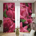 Burgundy Alstroemeria Print Dimout Pencil Pleat Curtains