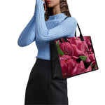 Burgundy Alstroemeria Print Canvas Tote Bag