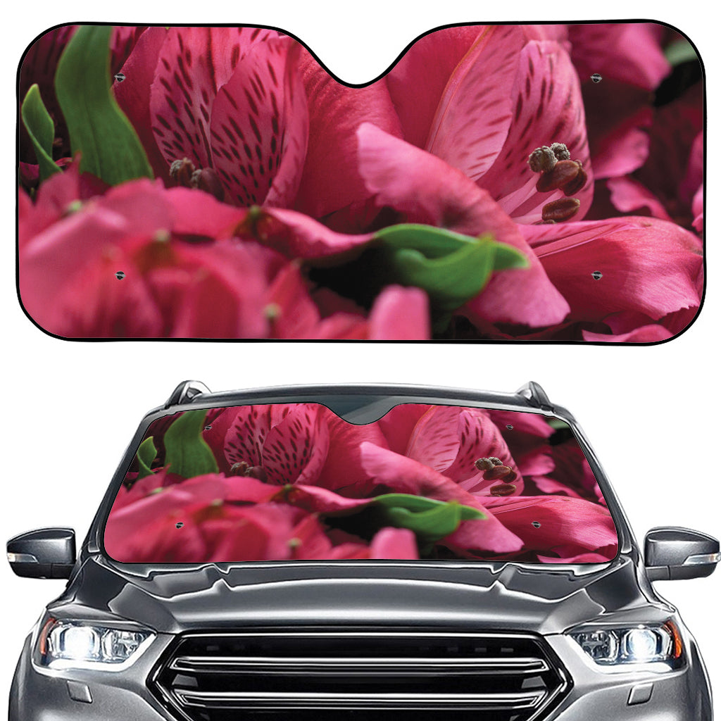 Burgundy Alstroemeria Print Car Windshield Sun Shade