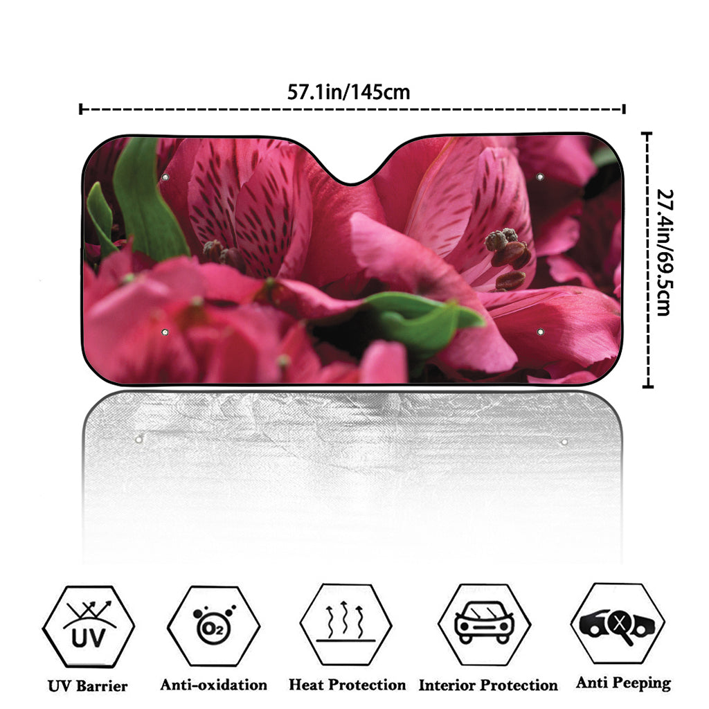 Burgundy Alstroemeria Print Car Windshield Sun Shade
