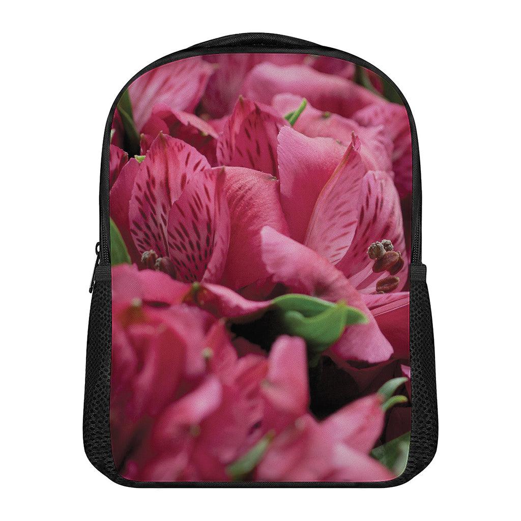 Burgundy Alstroemeria Print Casual Backpack