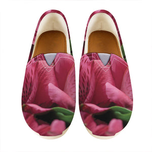 Burgundy Alstroemeria Print Casual Shoes