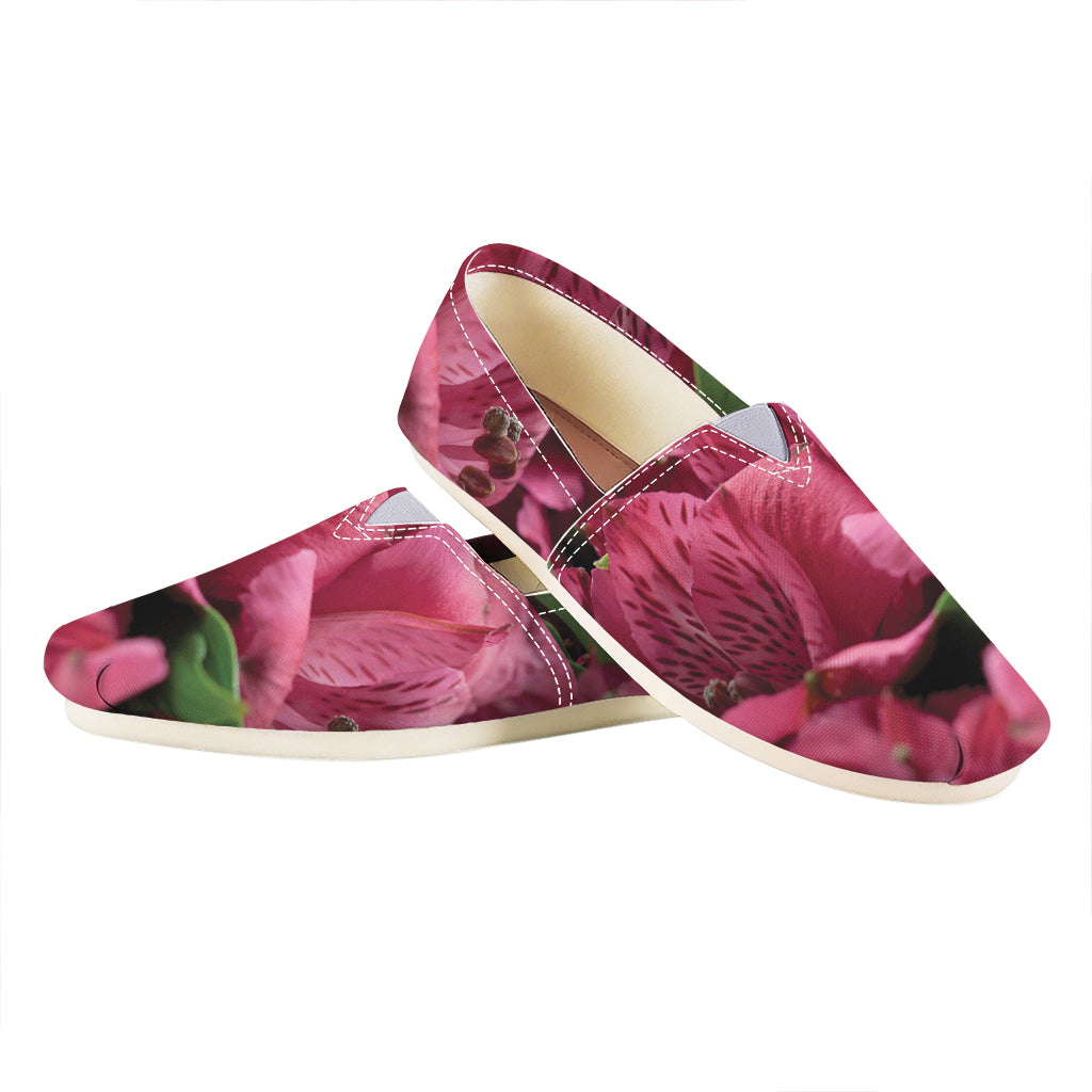 Burgundy Alstroemeria Print Casual Shoes