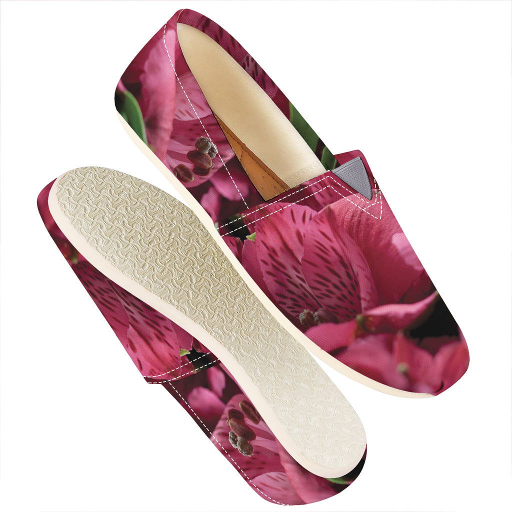 Burgundy Alstroemeria Print Casual Shoes