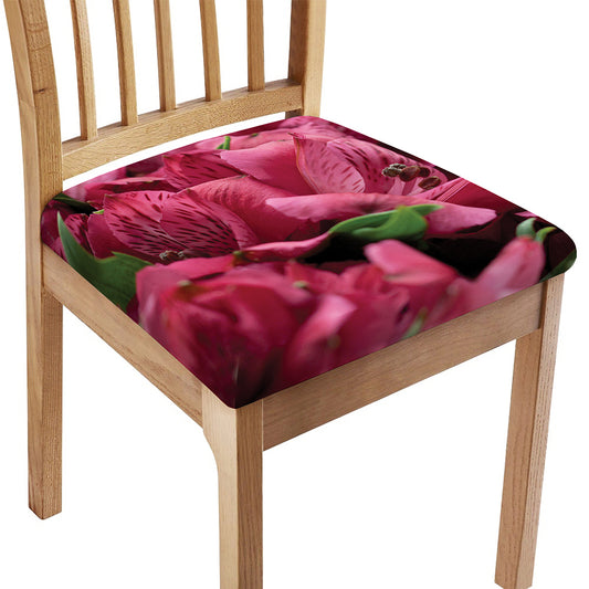 Burgundy Alstroemeria Print Chair Cushion Cover