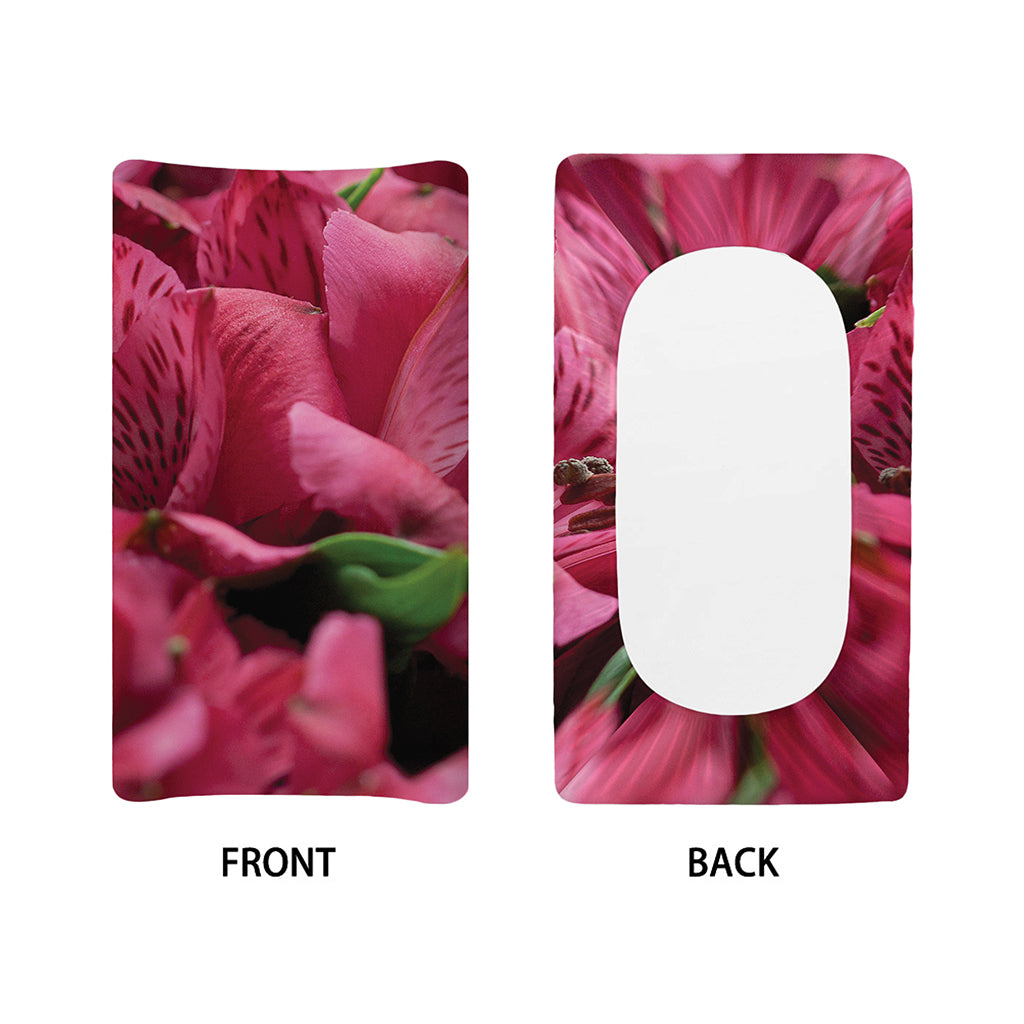 Burgundy Alstroemeria Print Changing Pad Cover
