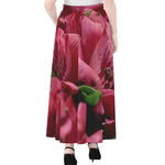 Burgundy Alstroemeria Print Chiffon Maxi Skirt