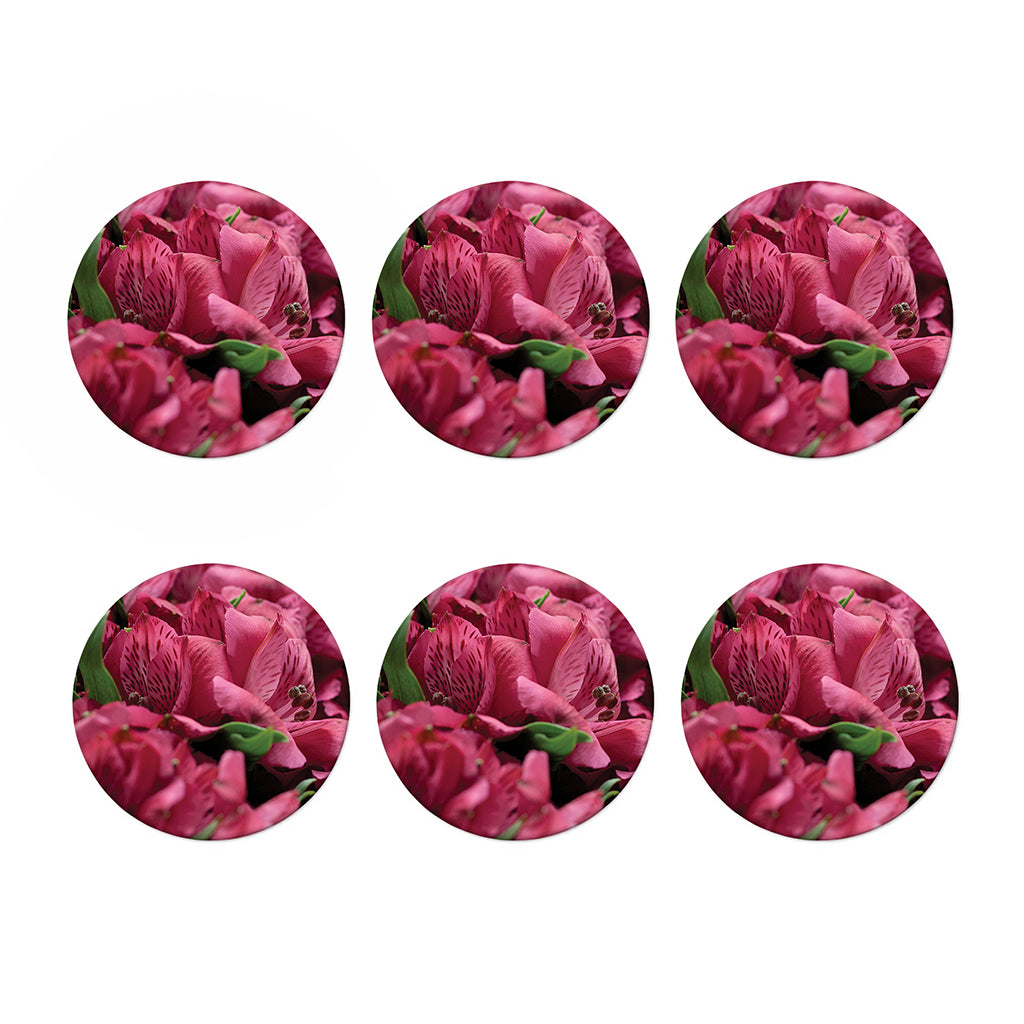 Burgundy Alstroemeria Print Coaster Set