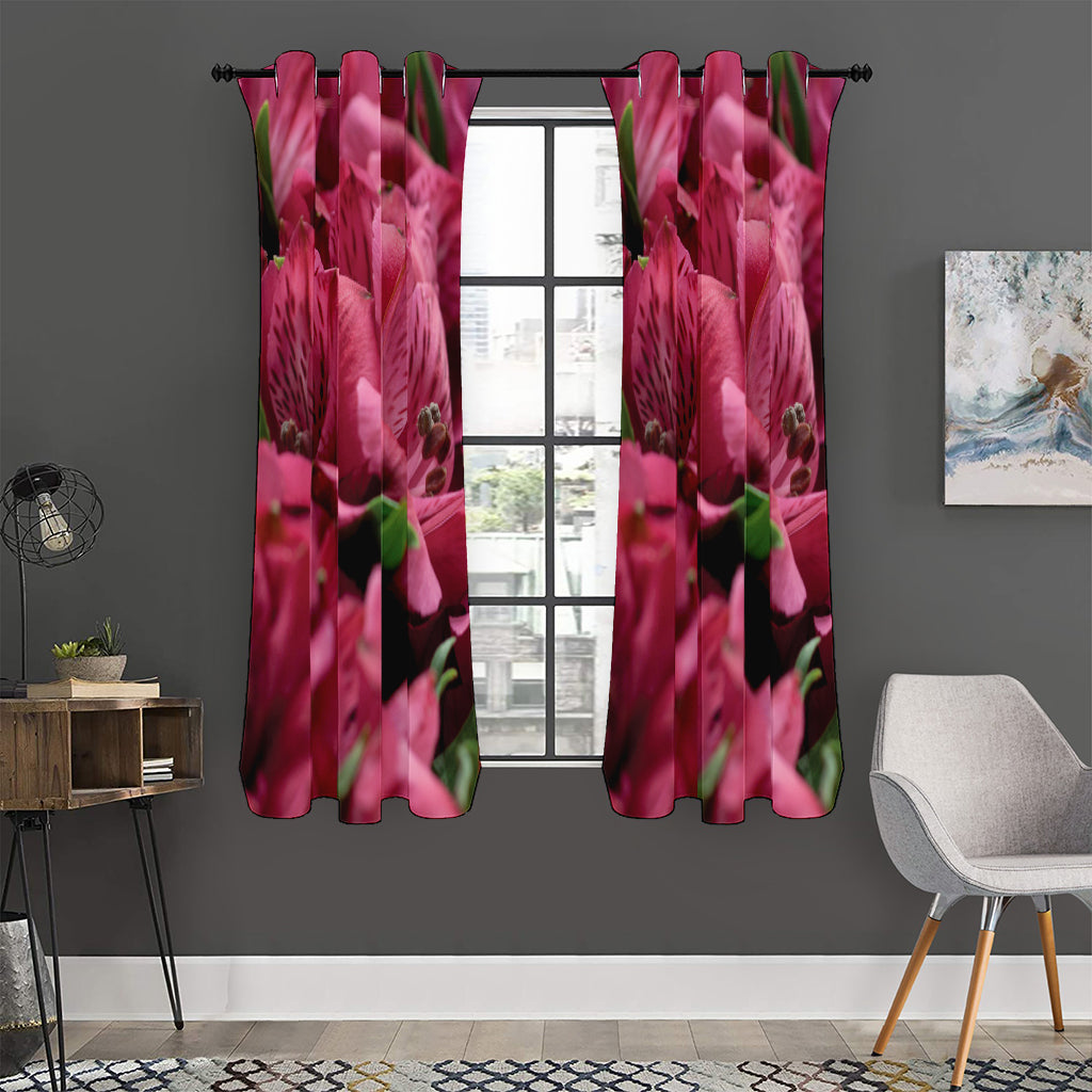 Burgundy Alstroemeria Print Curtain