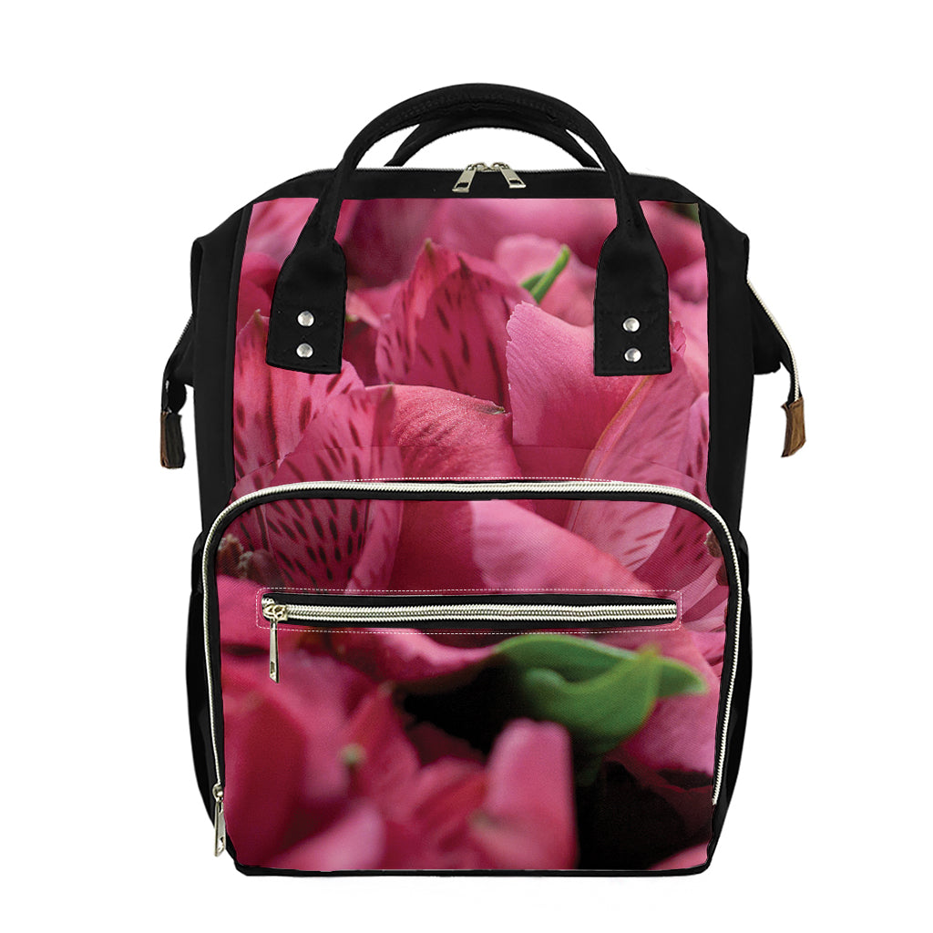 Burgundy Alstroemeria Print Diaper Bag