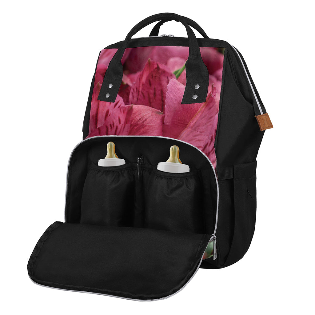 Burgundy Alstroemeria Print Diaper Bag