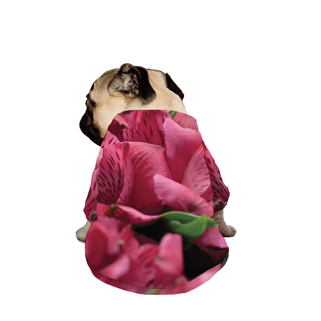 Burgundy Alstroemeria Print Dog Zip Up Jacket