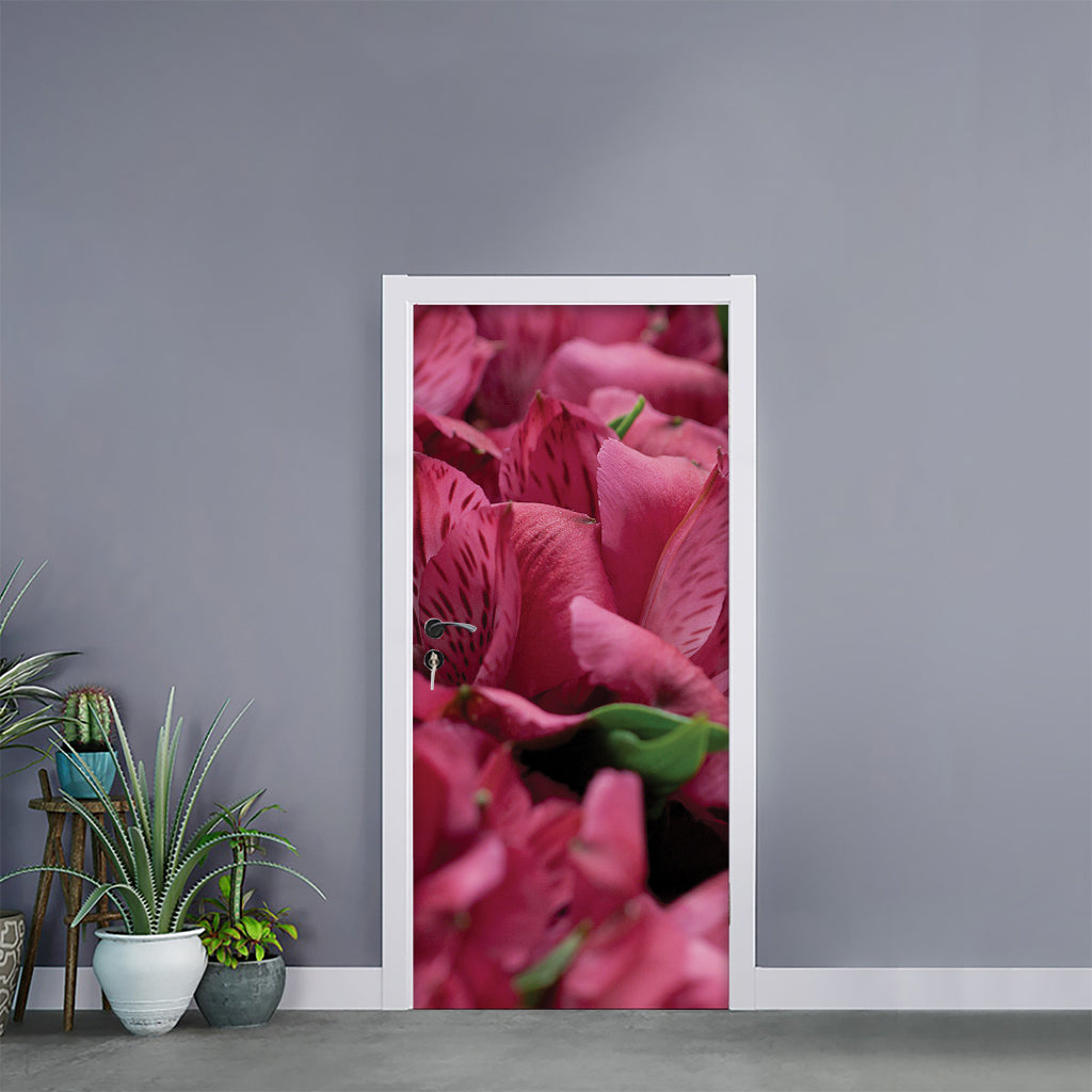 Burgundy Alstroemeria Print Door Sticker