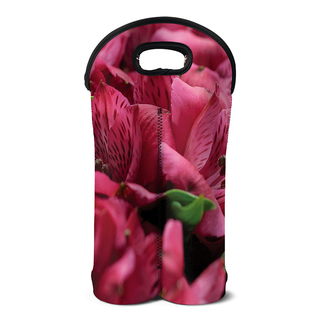 Burgundy Alstroemeria Print Double Neoprene Wine Tote
