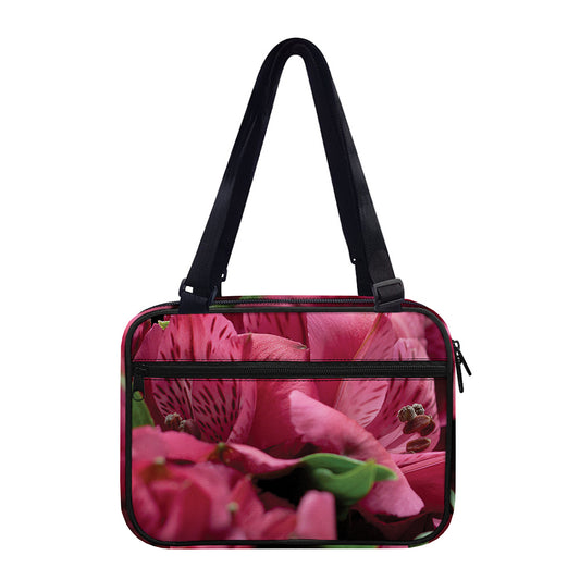 Burgundy Alstroemeria Print Double Strap Bible Bag