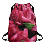 Burgundy Alstroemeria Print Drawstring Backpack