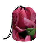 Burgundy Alstroemeria Print Drawstring Makeup Bag