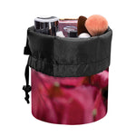 Burgundy Alstroemeria Print Drawstring Makeup Bag