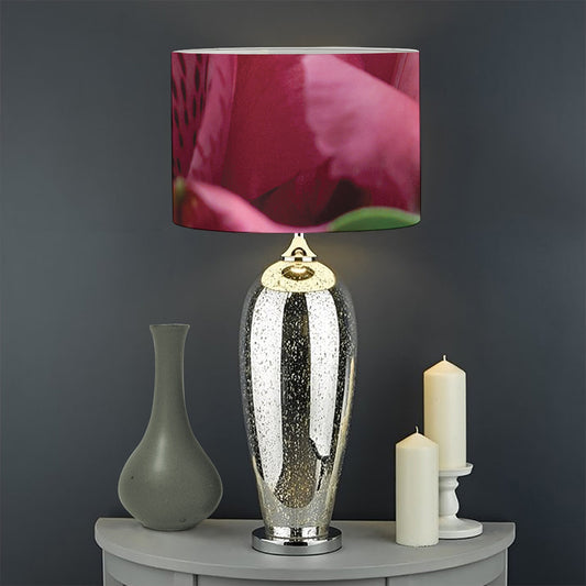 Burgundy Alstroemeria Print Drum Lamp Shade