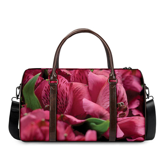 Burgundy Alstroemeria Print Duffle Bag