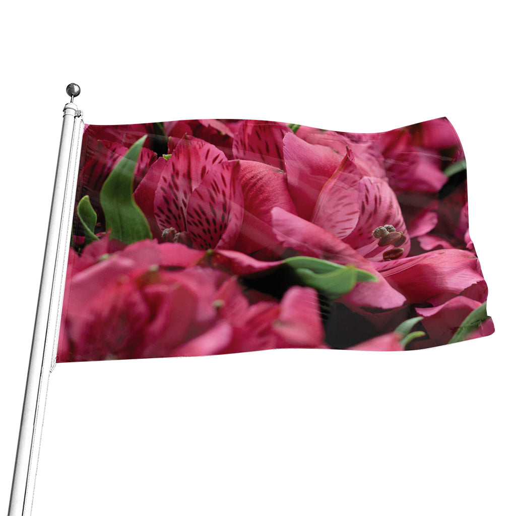 Burgundy Alstroemeria Print Flag