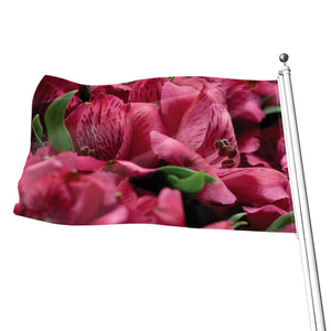 Burgundy Alstroemeria Print Flag