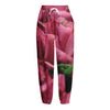 Burgundy Alstroemeria Print Fleece Lined Knit Pants