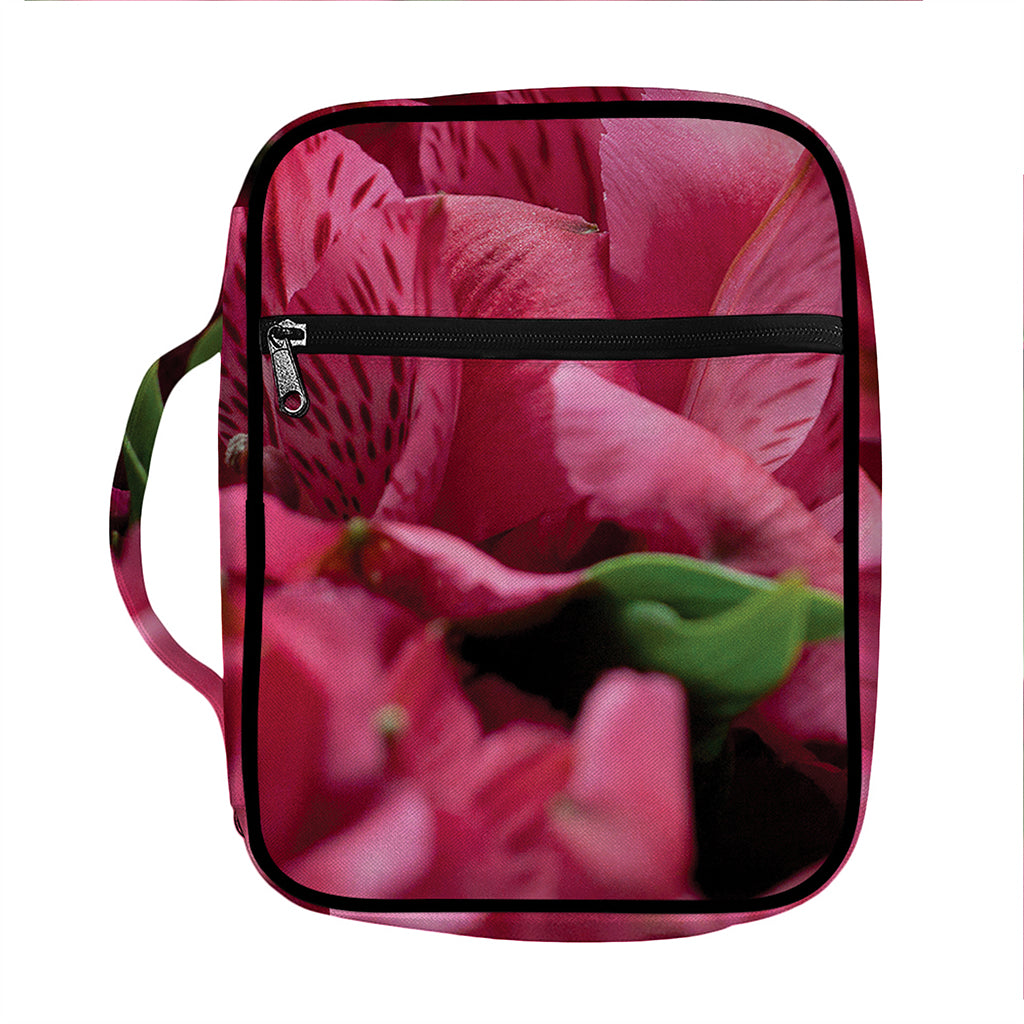 Burgundy Alstroemeria Print Front Pocket Bible Bag
