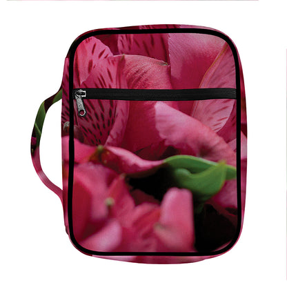 Burgundy Alstroemeria Print Front Pocket Bible Bag